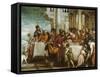 Christ and the Magdalen in the House of the Pharisee-Paolo Veronese-Framed Stretched Canvas