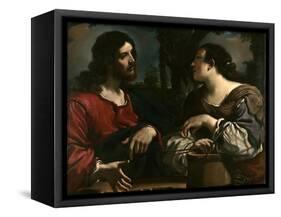 Christ and the Samaritan Woman at Jacob's Well-Guercino-Framed Stretched Canvas