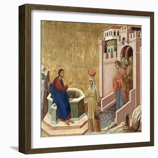 Christ and the Samaritan Woman, Ca 1310-Duccio di Buoninsegna-Framed Giclee Print