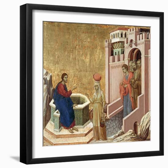 Christ and the Samaritan Woman, Ca 1310-Duccio di Buoninsegna-Framed Giclee Print
