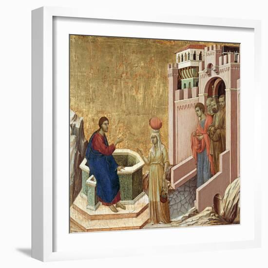 Christ and the Samaritan Woman, Ca 1310-Duccio di Buoninsegna-Framed Giclee Print