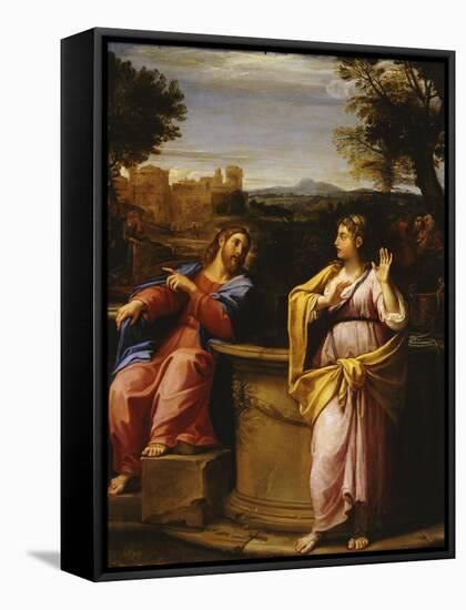 Christ and the Woman of Samaria at the Well-Francesco Albani-Framed Stretched Canvas