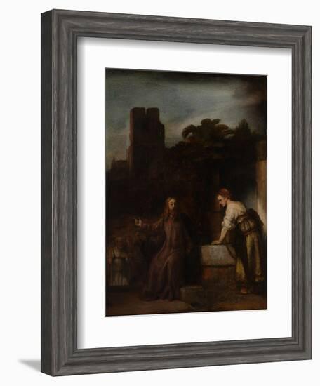 Christ and the Woman of Samaria, C.1655-Rembrandt van Rijn-Framed Giclee Print