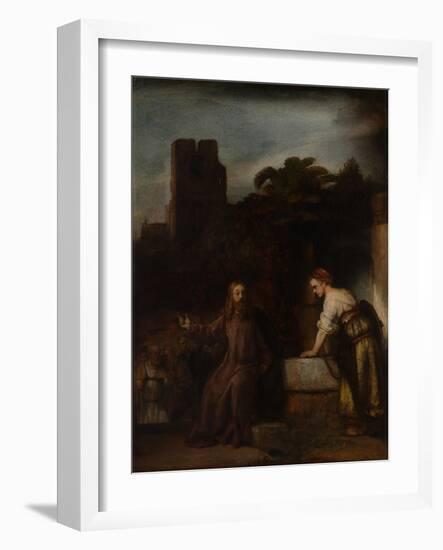 Christ and the Woman of Samaria, C.1655-Rembrandt van Rijn-Framed Giclee Print