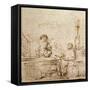 Christ and the Woman of Samaria-Rembrandt van Rijn-Framed Stretched Canvas