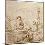 Christ and the Woman of Samaria-Rembrandt van Rijn-Mounted Giclee Print