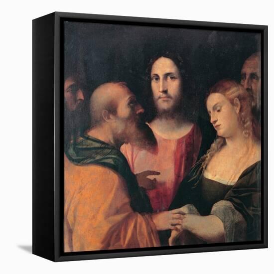 Christ and the Woman Taken in Adultery, 1525-1528-Jacopo Palma Il Vecchio the Elder-Framed Stretched Canvas