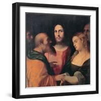 Christ and the Woman Taken in Adultery, 1525-1528-Jacopo Palma Il Vecchio the Elder-Framed Giclee Print