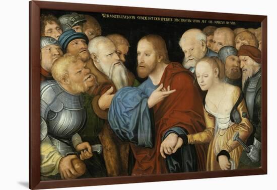 Christ and the Woman taken in Adultery, c.1520-50-Lucas Cranach-Framed Giclee Print