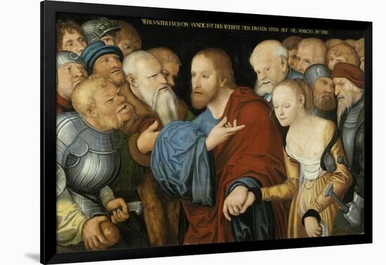 Christ and the Woman taken in Adultery, c.1520-50-Lucas Cranach-Framed Giclee Print