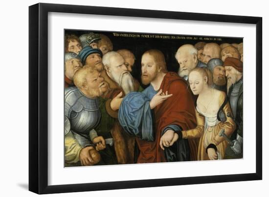 Christ and the Woman taken in Adultery, c.1520-50-Lucas Cranach-Framed Giclee Print