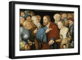 Christ and the Woman taken in Adultery, c.1520-50-Lucas Cranach-Framed Giclee Print