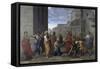 Christ and the Woman Taken in Adultery-Nicolas Poussin-Framed Stretched Canvas