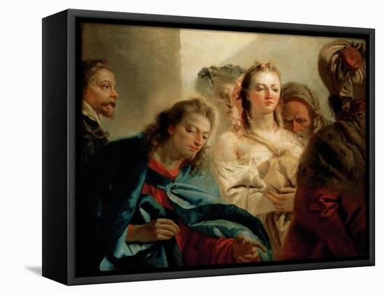 Christ and the Woman Taken in Adultery-Giambattista Tiepolo-Framed Stretched Canvas