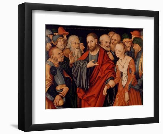 Christ and the Woman Taken in Adultery-Lucas Cranach the Elder-Framed Premium Giclee Print