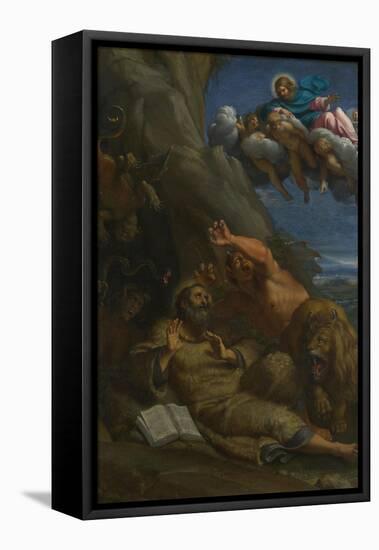 Christ Appearing to Saint Anthony Abbot During His Temptation, C. 1598-Annibale Carracci-Framed Stretched Canvas