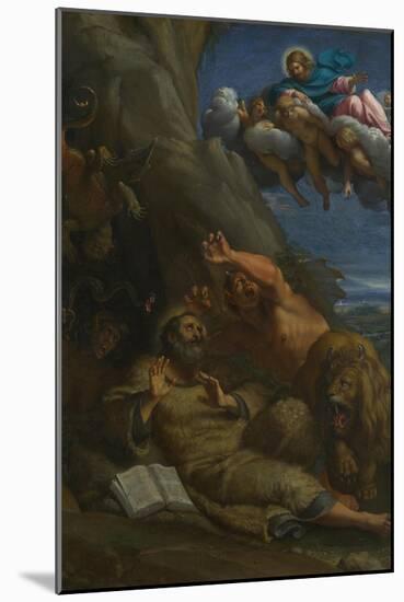 Christ Appearing to Saint Anthony Abbot During His Temptation, C. 1598-Annibale Carracci-Mounted Giclee Print