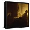 Christ at Emmaus-Rembrandt van Rijn-Framed Stretched Canvas