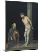 Christ at the Column (Oil on Canvas)-Bartolome Esteban Murillo-Mounted Giclee Print