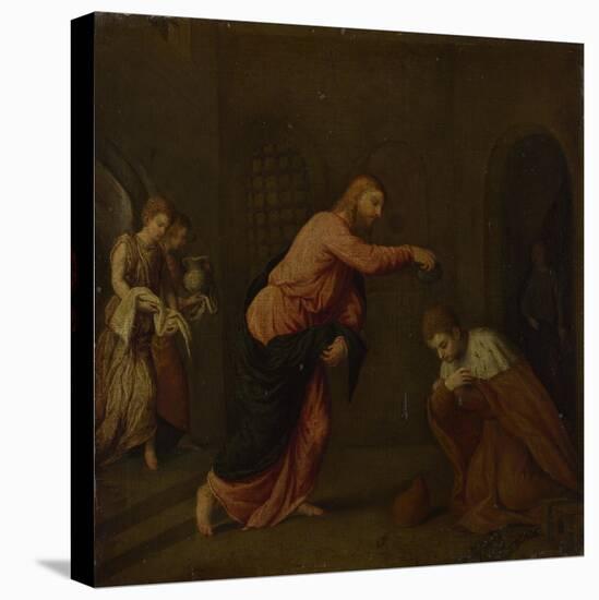 Christ Baptising Saint John the Martyr of Alexandria, C. 1565-Paris Bordone-Stretched Canvas