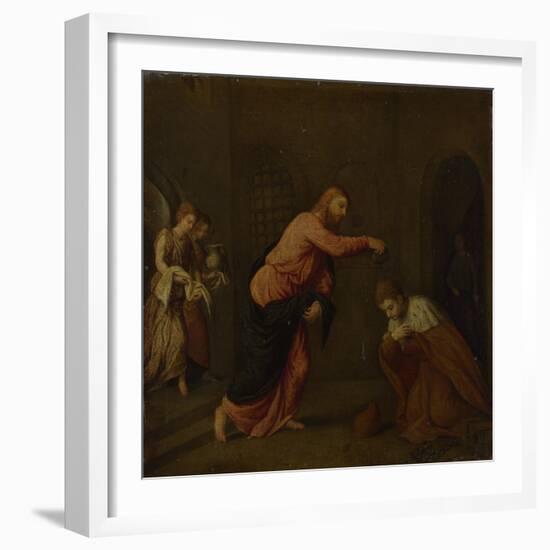 Christ Baptising Saint John the Martyr of Alexandria, C. 1565-Paris Bordone-Framed Giclee Print