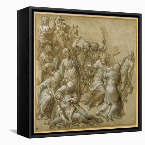 Christ Bearing His Cross Encounters St Veronica-Lavinia Fontana-Framed Stretched Canvas