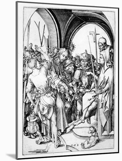 Christ before Annas (Engraving)-Martin Schongauer-Mounted Giclee Print