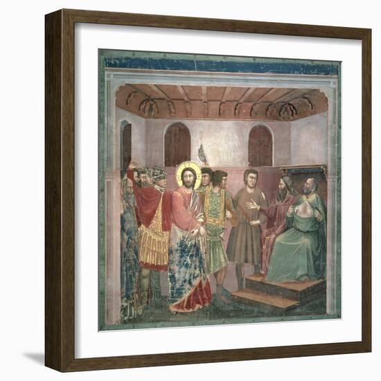 Christ Before Caiaphas, circa 1305-Giotto di Bondone-Framed Giclee Print
