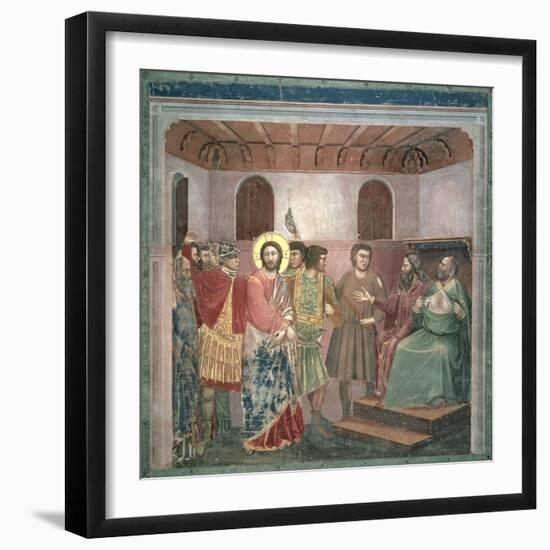 Christ Before Caiaphas, circa 1305-Giotto di Bondone-Framed Giclee Print