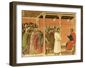 Christ before Pilate, Detail of Tile from Episodes from Christ's Passion and Resurrection-Duccio Di buoninsegna-Framed Giclee Print