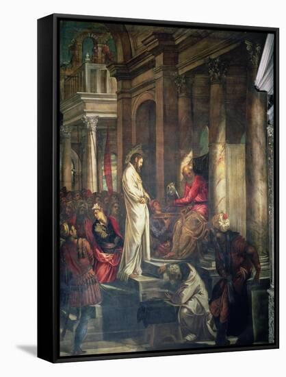 Christ Before Pilate-Jacopo Robusti Tintoretto-Framed Stretched Canvas