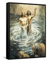 Christ Being Baptised by John the Baptist-Henry Coller-Framed Stretched Canvas