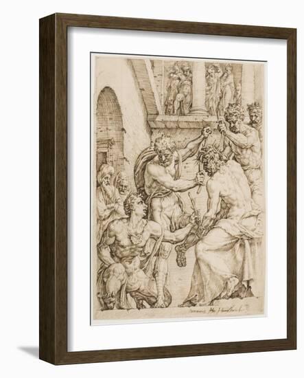 Christ Being Crowned with Thorns, c. 1548-Maerten van Heemskerck-Framed Giclee Print