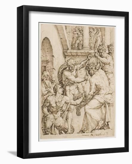 Christ Being Crowned with Thorns, c. 1548-Maerten van Heemskerck-Framed Giclee Print