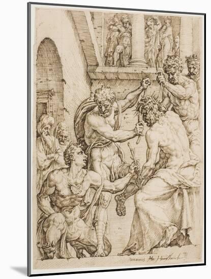 Christ Being Crowned with Thorns, c. 1548-Maerten van Heemskerck-Mounted Giclee Print