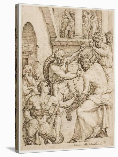 Christ Being Crowned with Thorns, c. 1548-Maerten van Heemskerck-Stretched Canvas