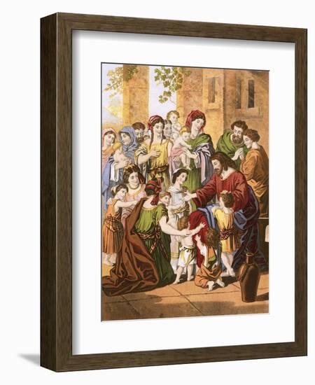 Christ Blessing Little Children-English-Framed Premium Giclee Print