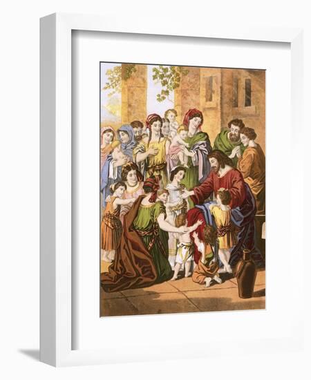 Christ Blessing Little Children-English-Framed Premium Giclee Print