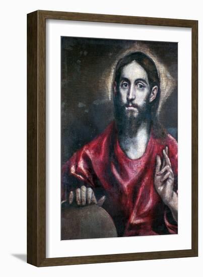 Christ Blessing (The Saviour of the World), 17th Century-El Greco-Framed Giclee Print