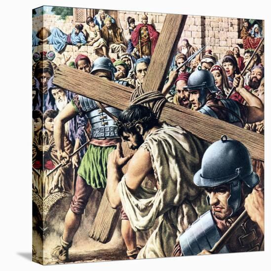 Christ Carrying His Cross-Jack Hayes-Stretched Canvas