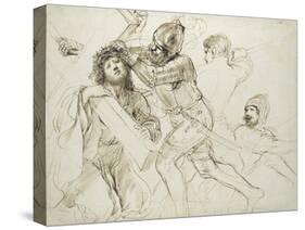 Christ Carrying the Cross, C.1625 - 1628 (Pen and Brown Ink on White Paper)-Guercino-Stretched Canvas