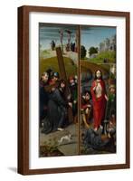 Christ Carrying the Cross, with the Crucifixion; The Resurrection, with Pilgrims of Emmaus, 1510-Gerard David-Framed Giclee Print