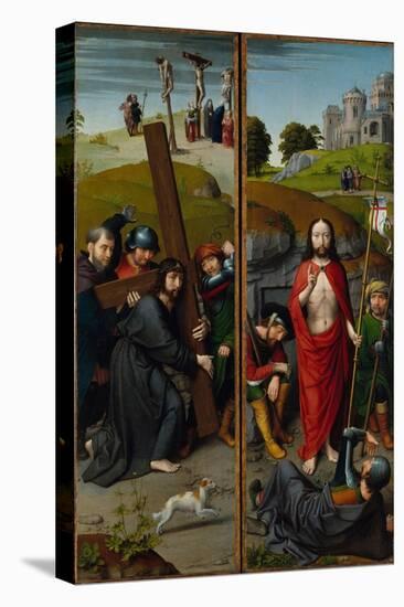 Christ Carrying the Cross, with the Crucifixion; The Resurrection, with Pilgrims of Emmaus, 1510-Gerard David-Stretched Canvas