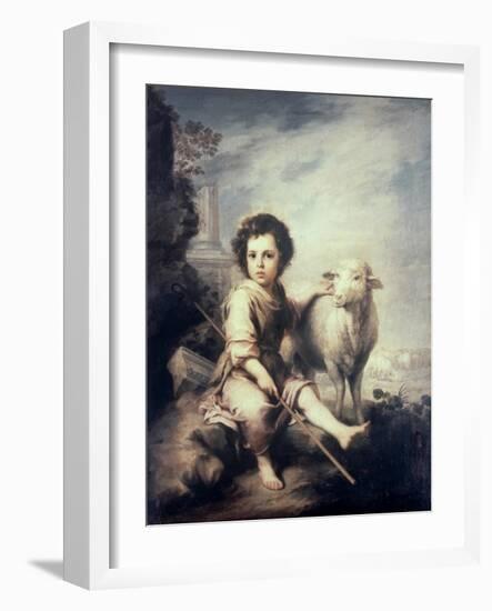 Christ Child as Shepherd-Bartolome Esteban Murillo-Framed Giclee Print