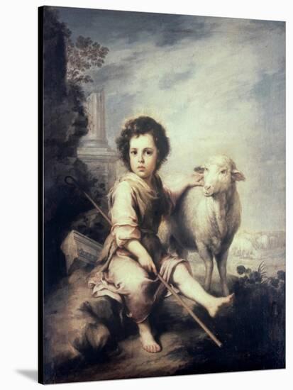 Christ Child as Shepherd-Bartolome Esteban Murillo-Stretched Canvas