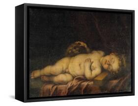Christ Child Asleep on the Cross-Bartolome Esteban Murillo-Framed Stretched Canvas