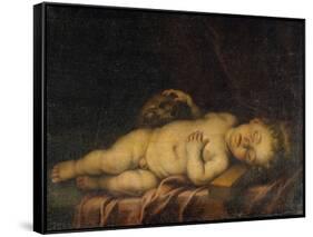 Christ Child Asleep on the Cross-Bartolome Esteban Murillo-Framed Stretched Canvas