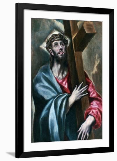 Christ Clasping the Cross, 1600-1610-El Greco-Framed Giclee Print