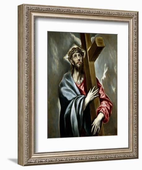 Christ Clasping the Cross, Ca. 1602-El Greco-Framed Giclee Print