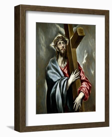 Christ Clasping the Cross, Ca. 1602-El Greco-Framed Giclee Print